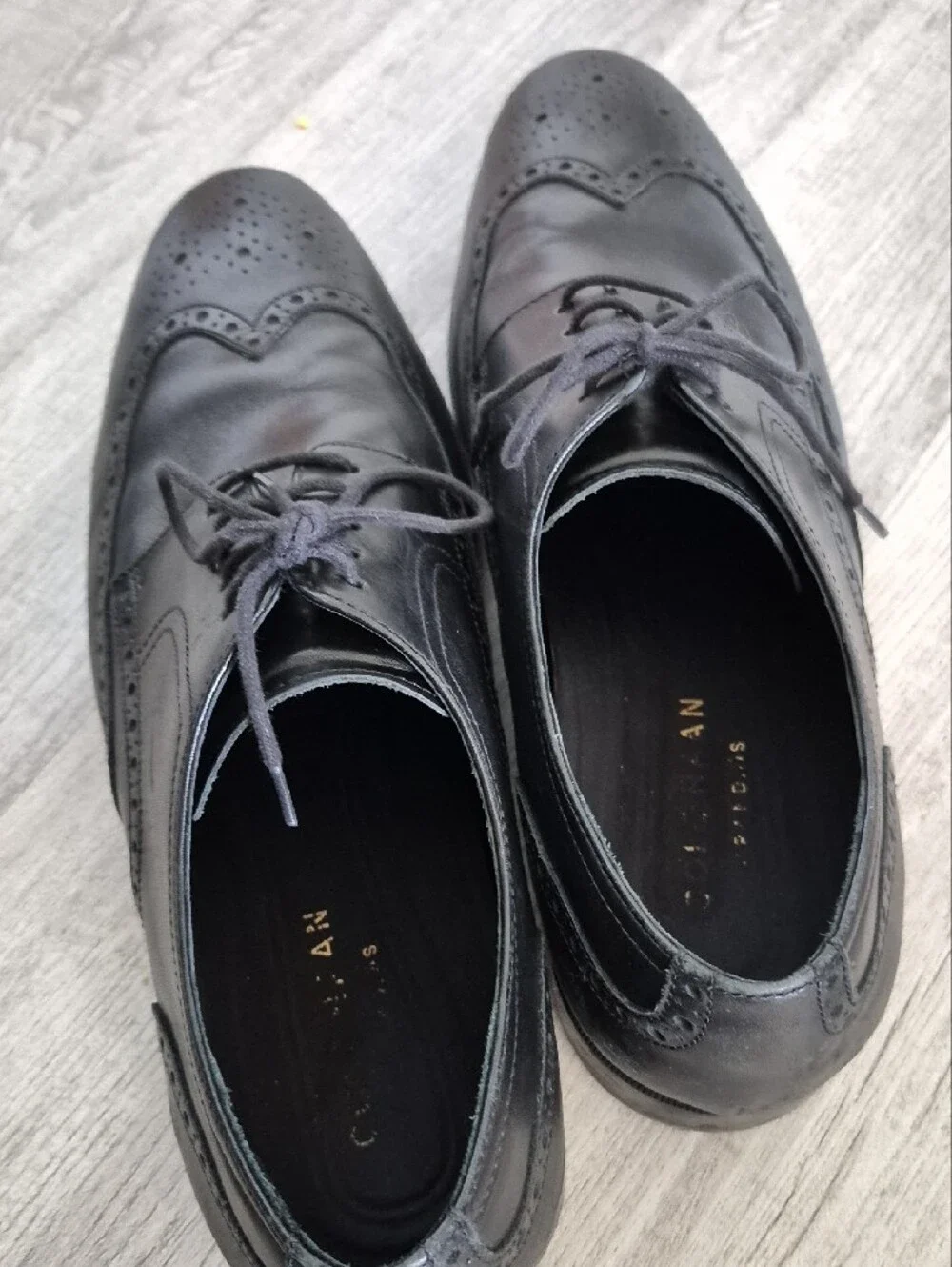 Cole Haan Black Leather Wingtip Oxford Shoes
